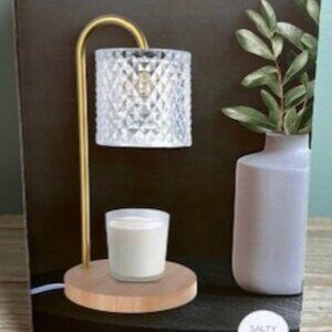 DWELL Studio Candle Warmer Lamp Gift Set 12.5x6x6 Salty Air Scented Wax Gold NIB